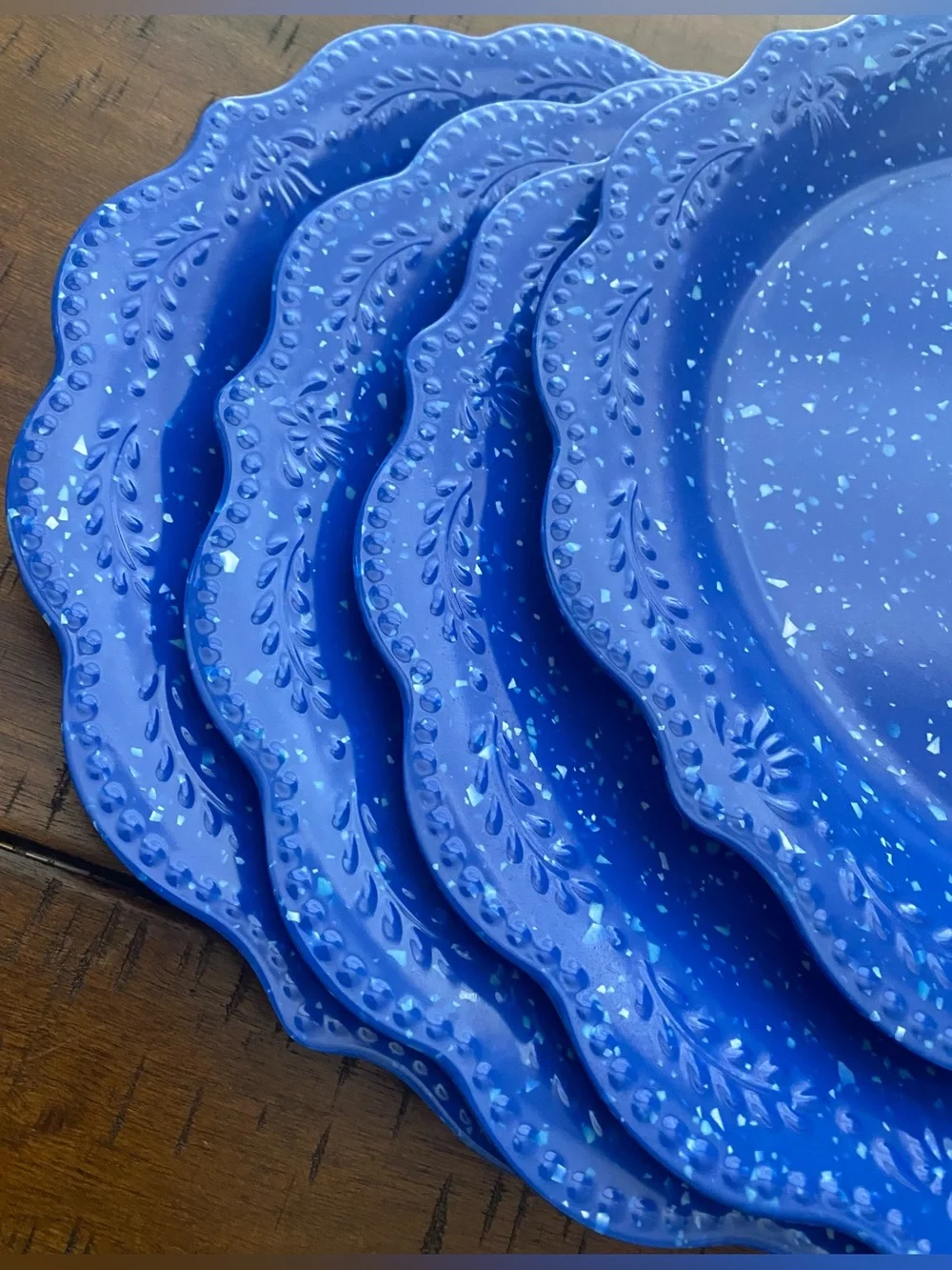 •NEW•{Set of 4} The Pioneer Woman Cobalt Blue Juliette Melamine Dinner Plate